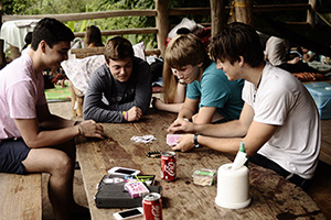 Relaxing after the days trek